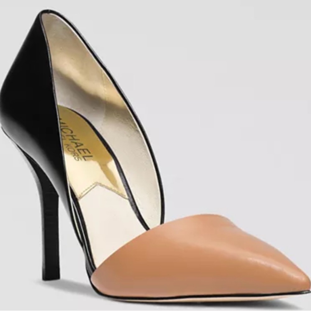 Michael Kors Julieta Two-Tone d’Orsay Pumps Black & Tan Leather. New never worn